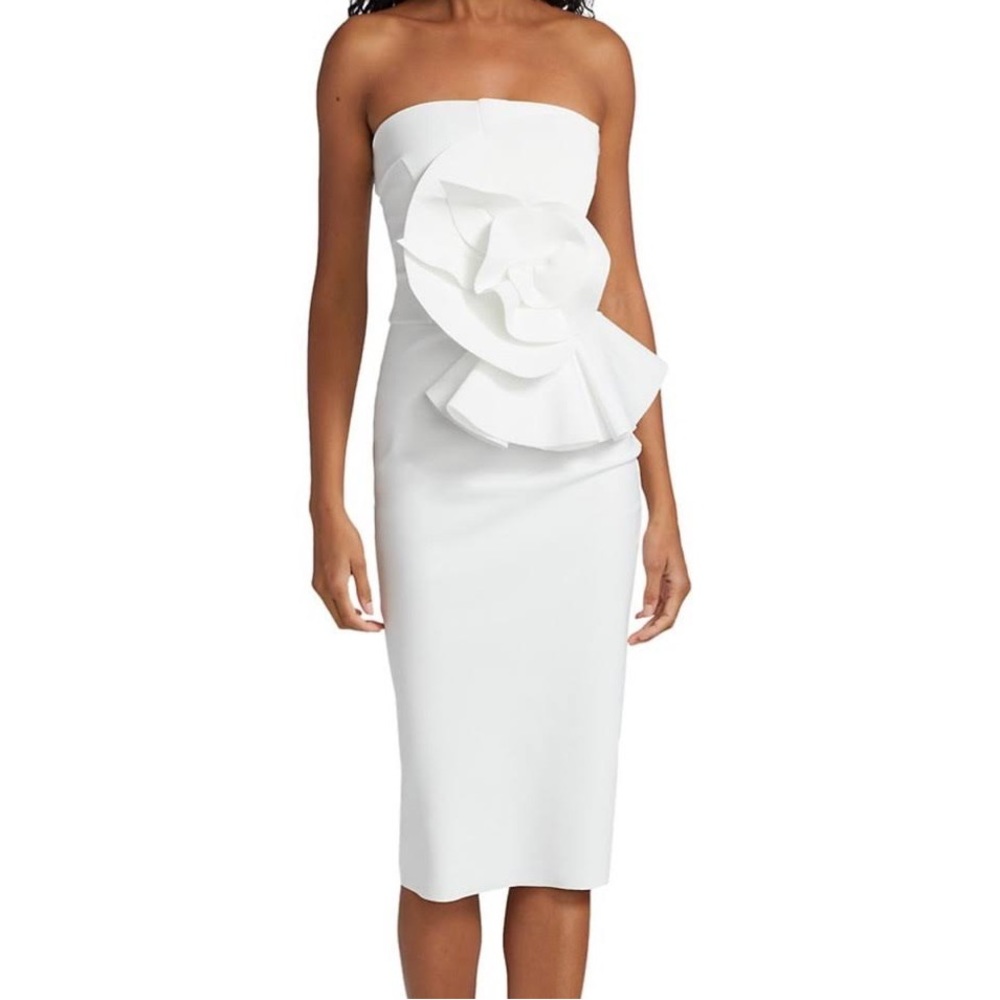 Chiara Boni La Petite Robe Hebe Strapless Ruffle Sheath Dress $695 size 0 / 36